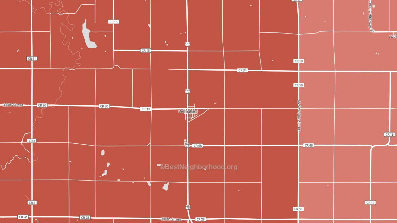 Bellingham, MN block-group political-lean map