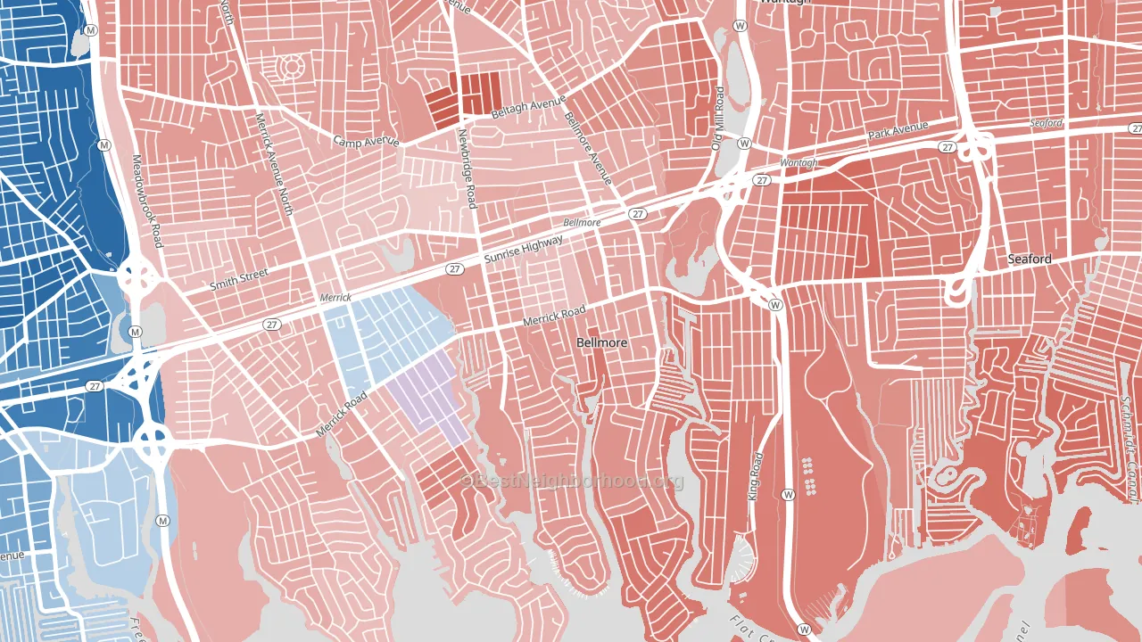 Bellmore, NY block-group political-lean map