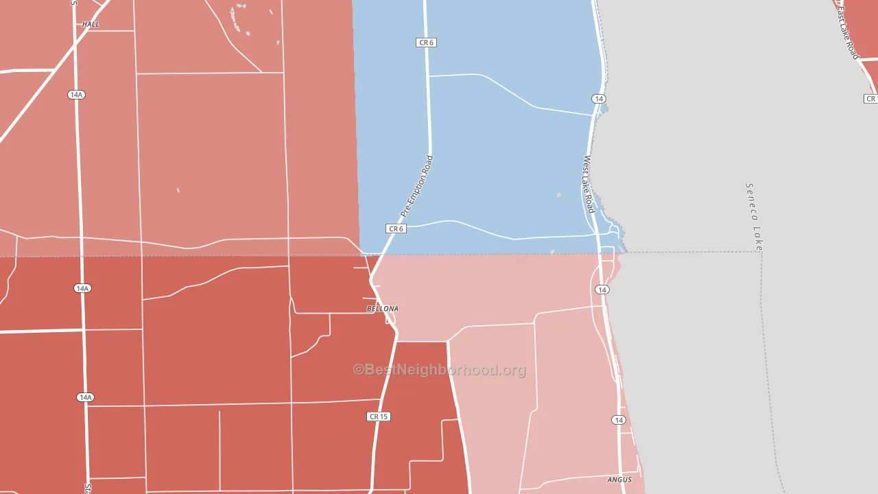 Bellona, NY block-group political-lean map