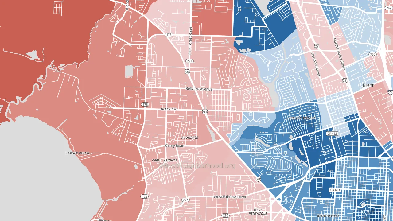 Bellview, FL block-group political-lean map