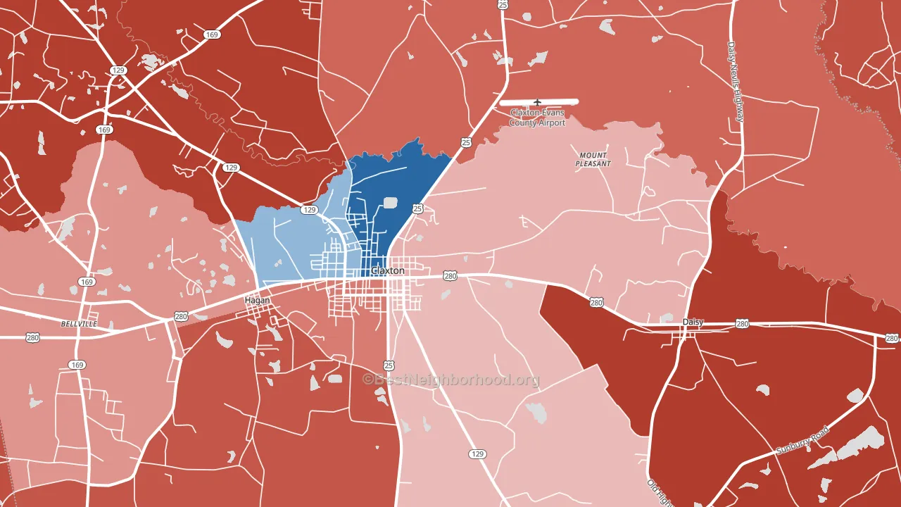 Bellville, GA block-group political-lean map
