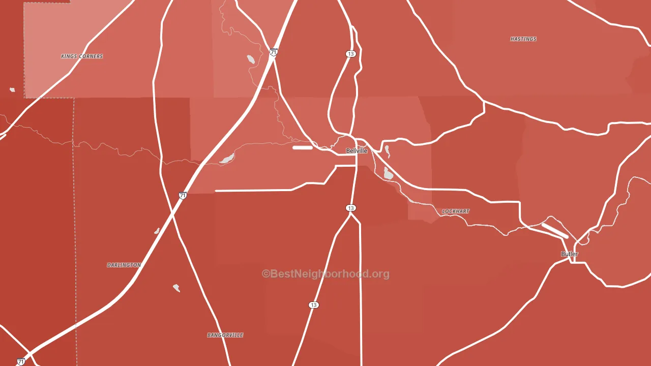 Bellville, OH block-group political-lean map