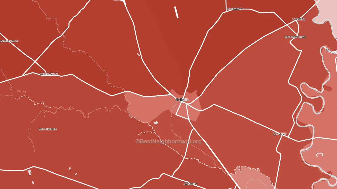 Bellville, TX block-group political-lean map