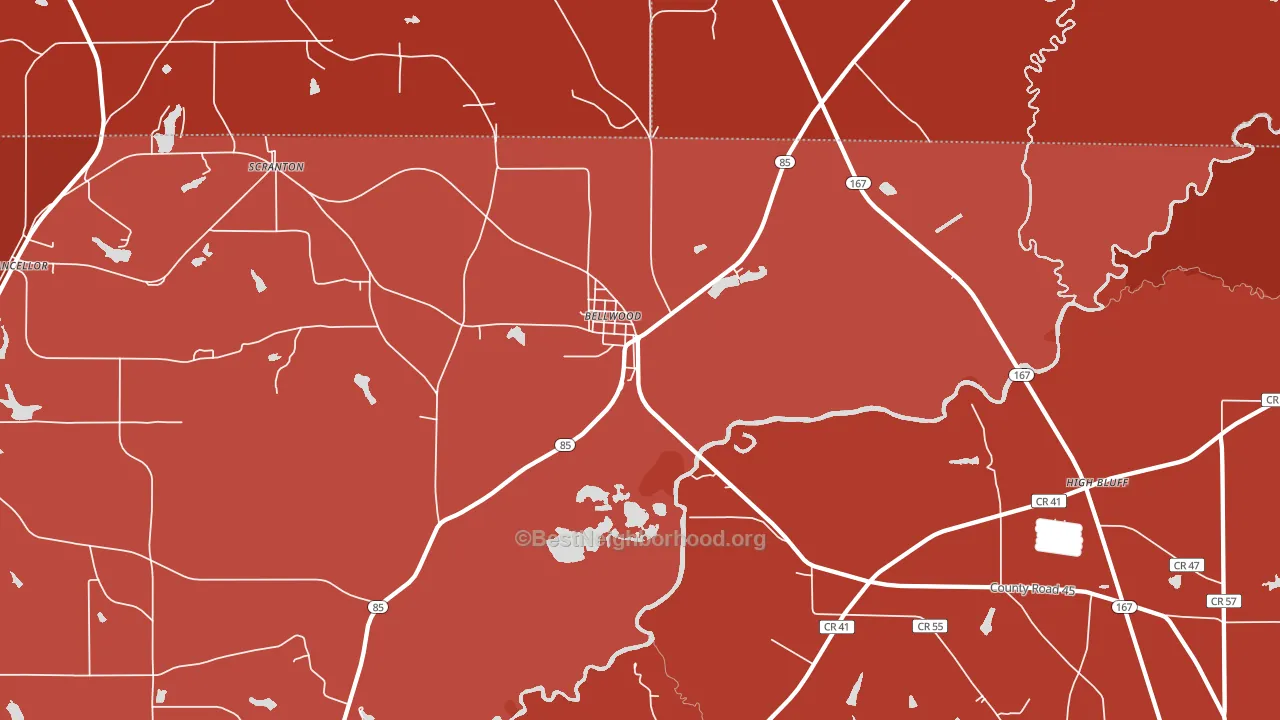 Bellwood, AL block-group political-lean map