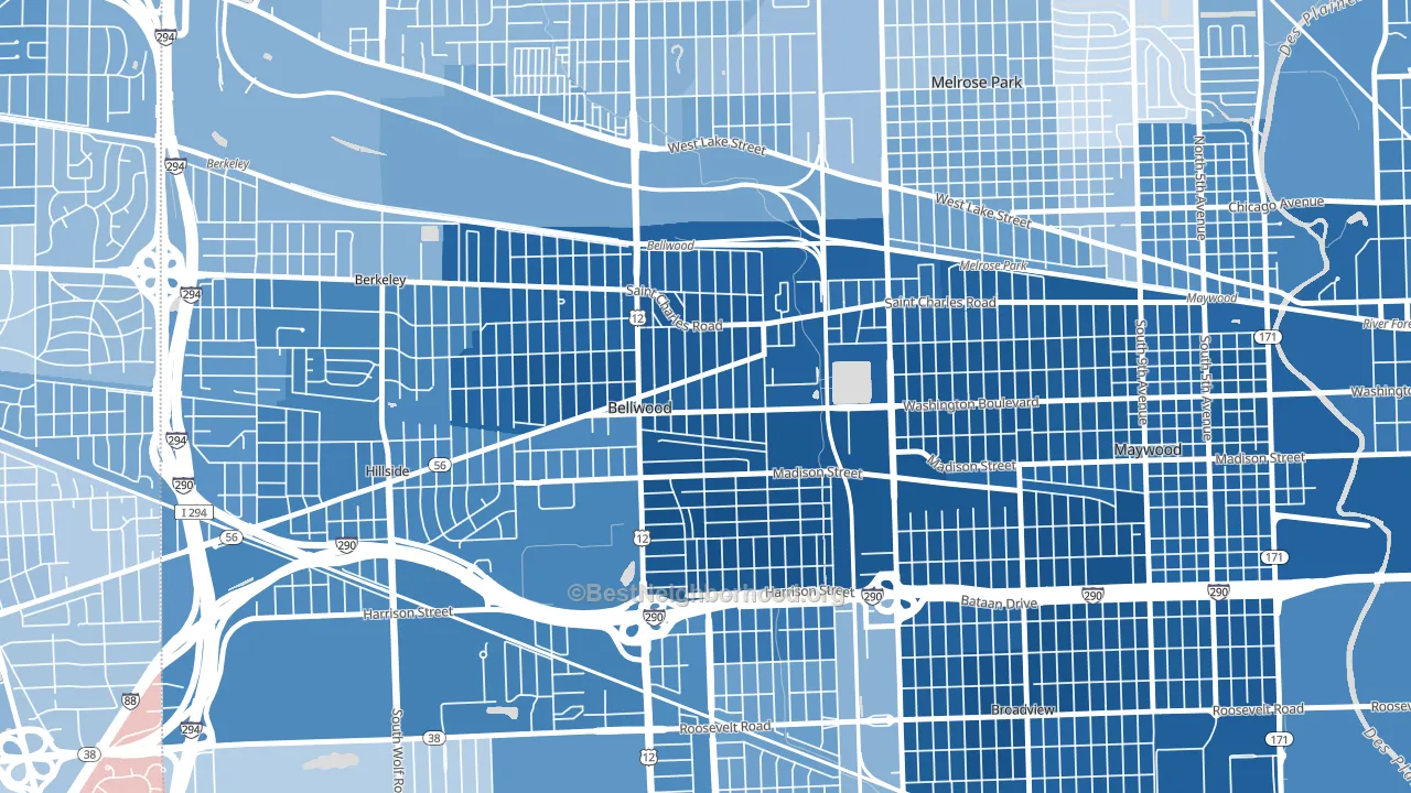 Bellwood, IL block-group political-lean map