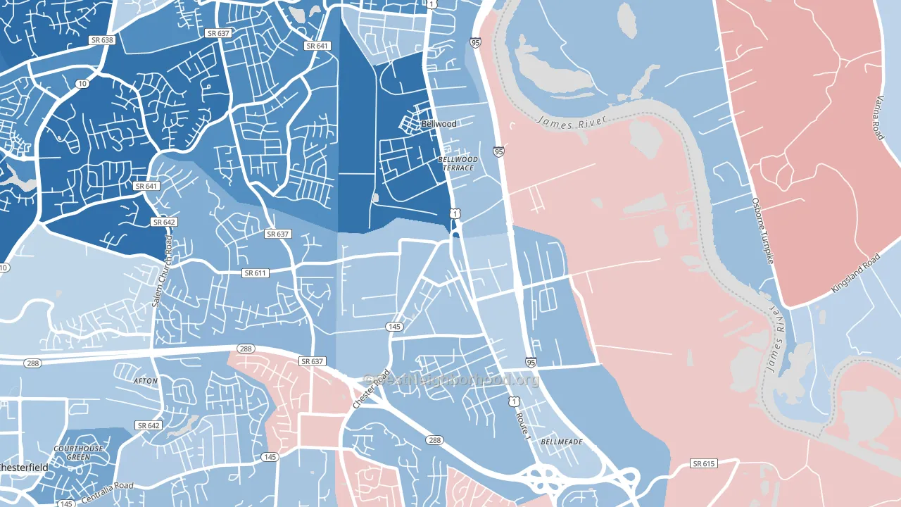 Bellwood, VA block-group political-lean map