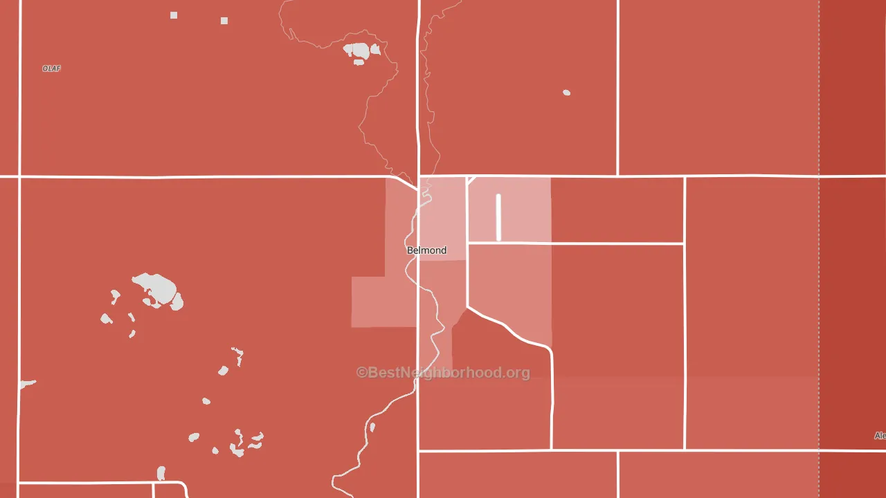 Belmond, IA block-group political-lean map