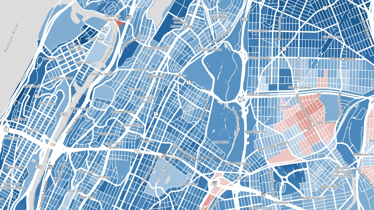 Belmont, Bronx, NY block-group political-lean map