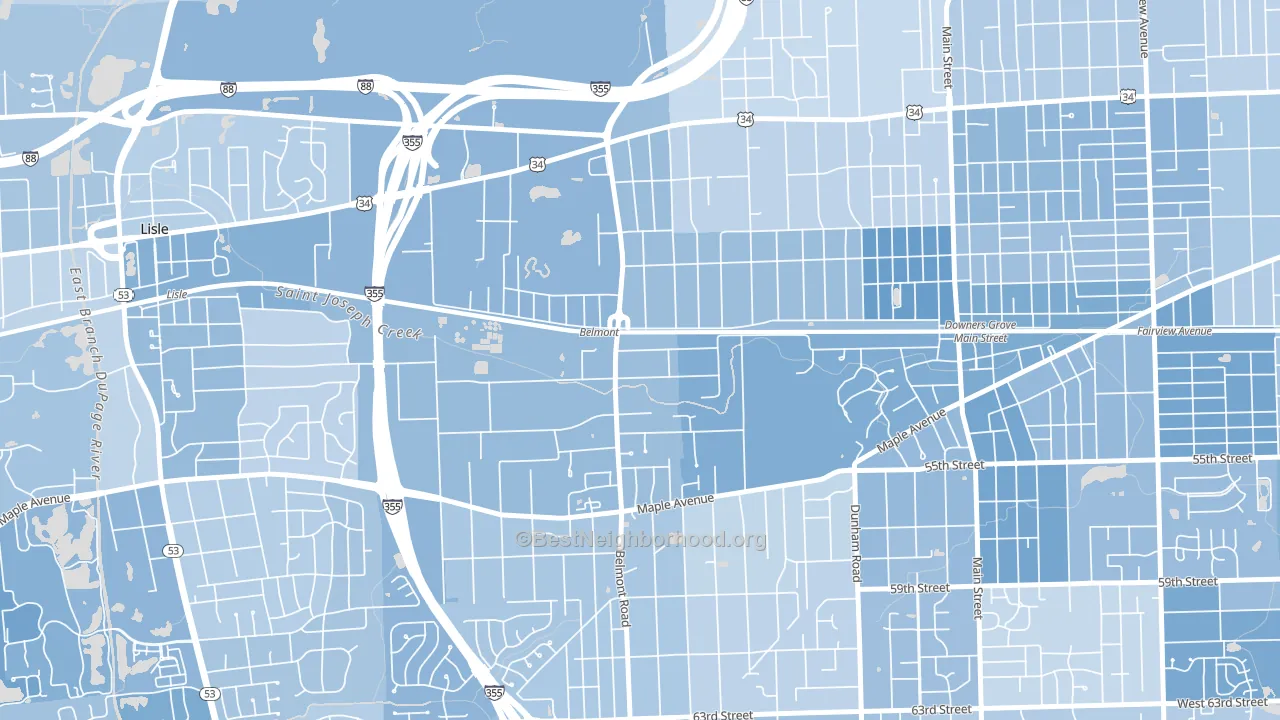 Belmont, Downers Grove, IL block-group political-lean map