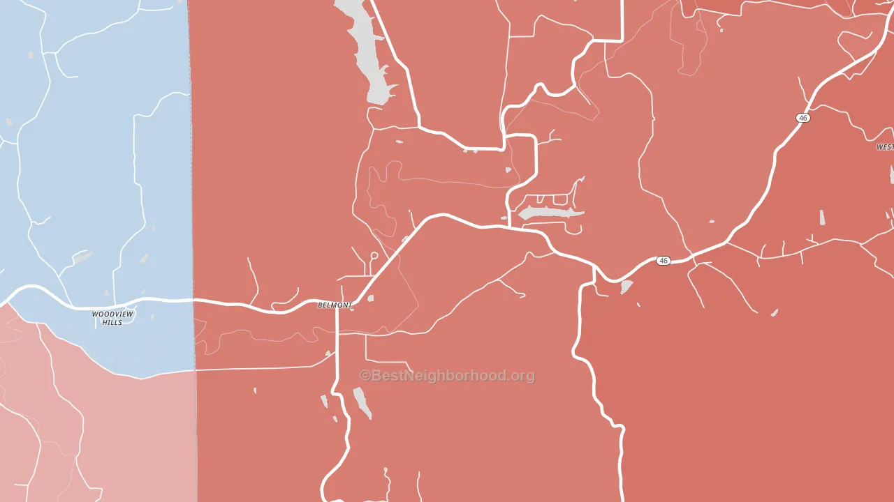 Belmont, IN block-group political-lean map