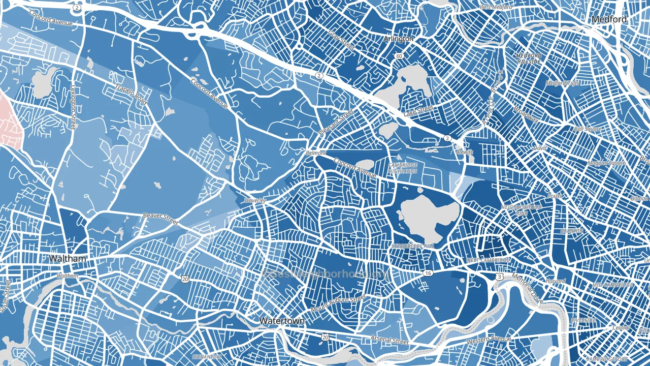 Belmont, MA block-group political-lean map