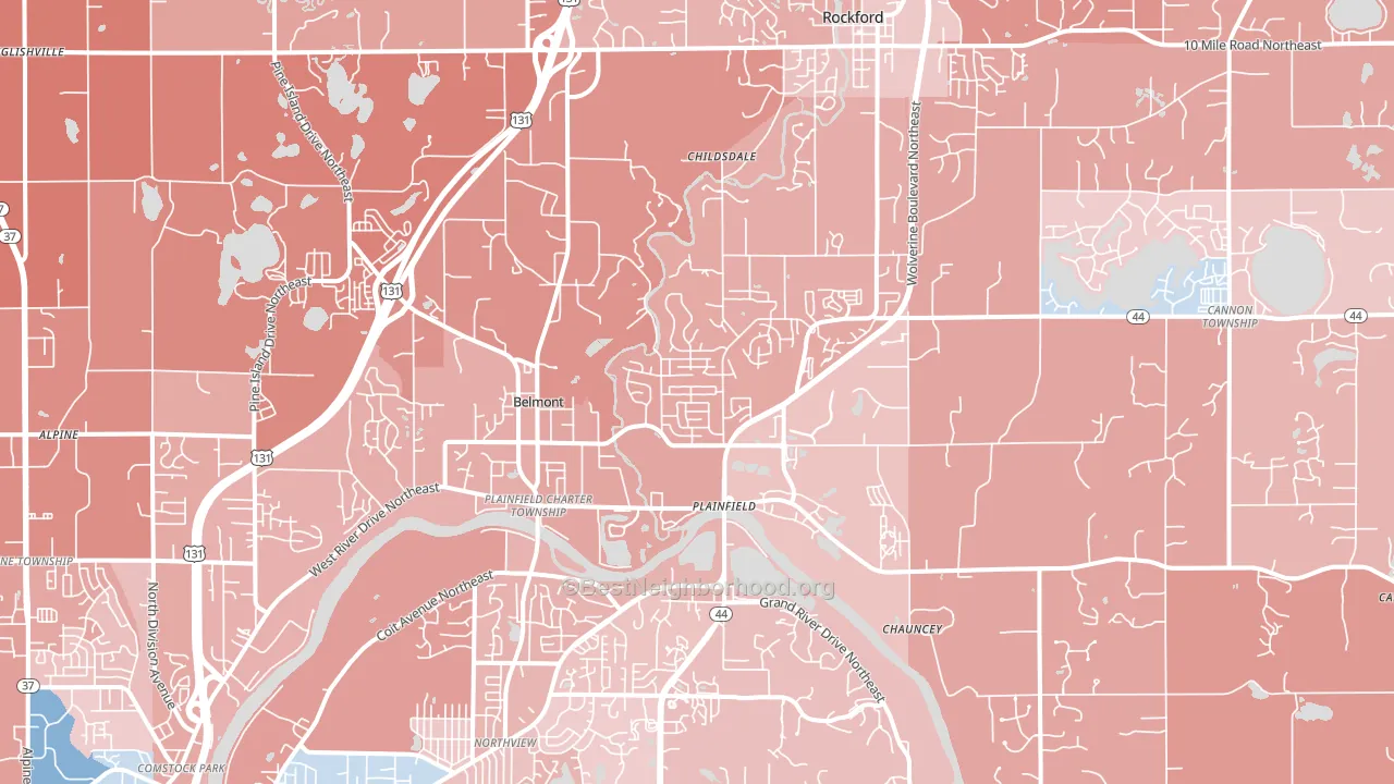 Belmont, MI block-group political-lean map