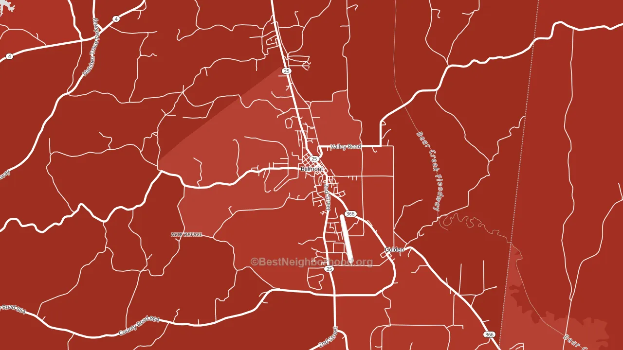 Belmont, MS block-group political-lean map