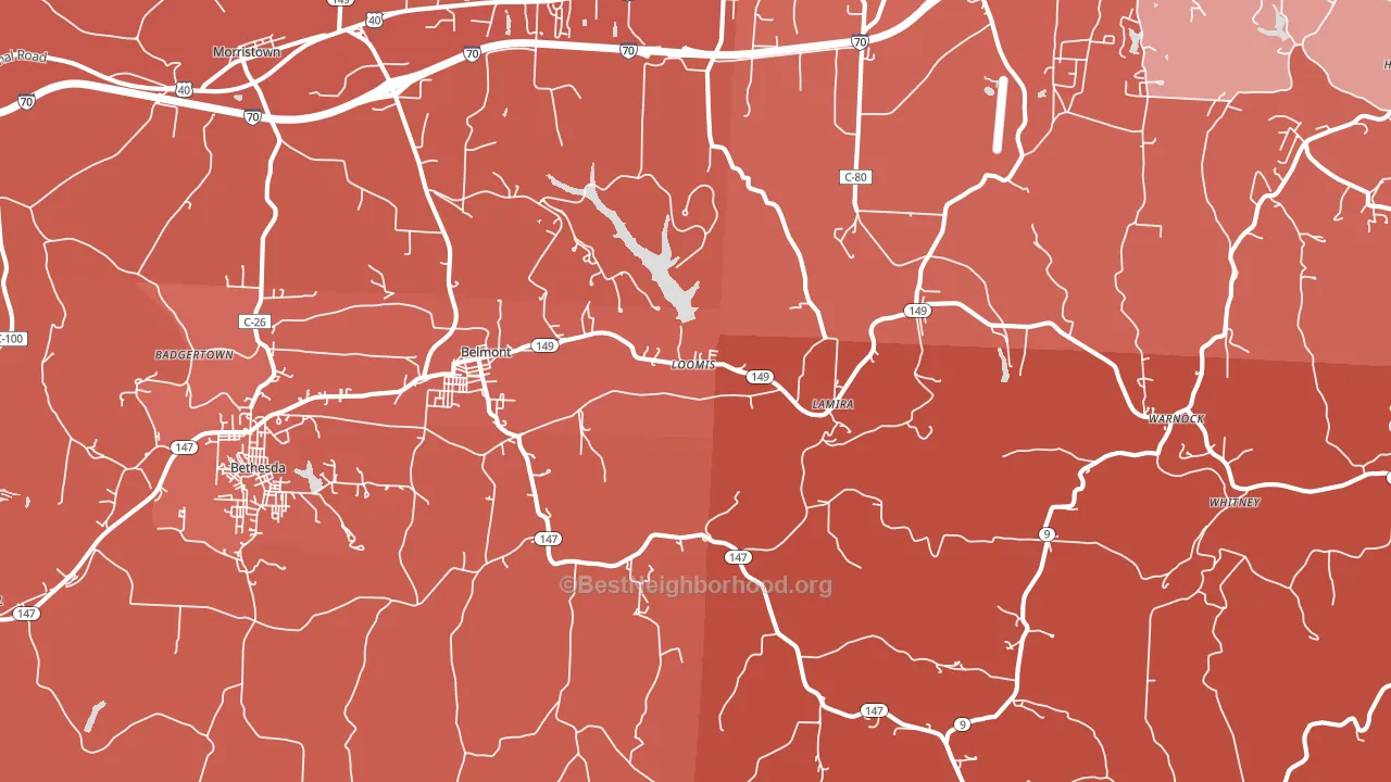 Belmont, OH block-group political-lean map