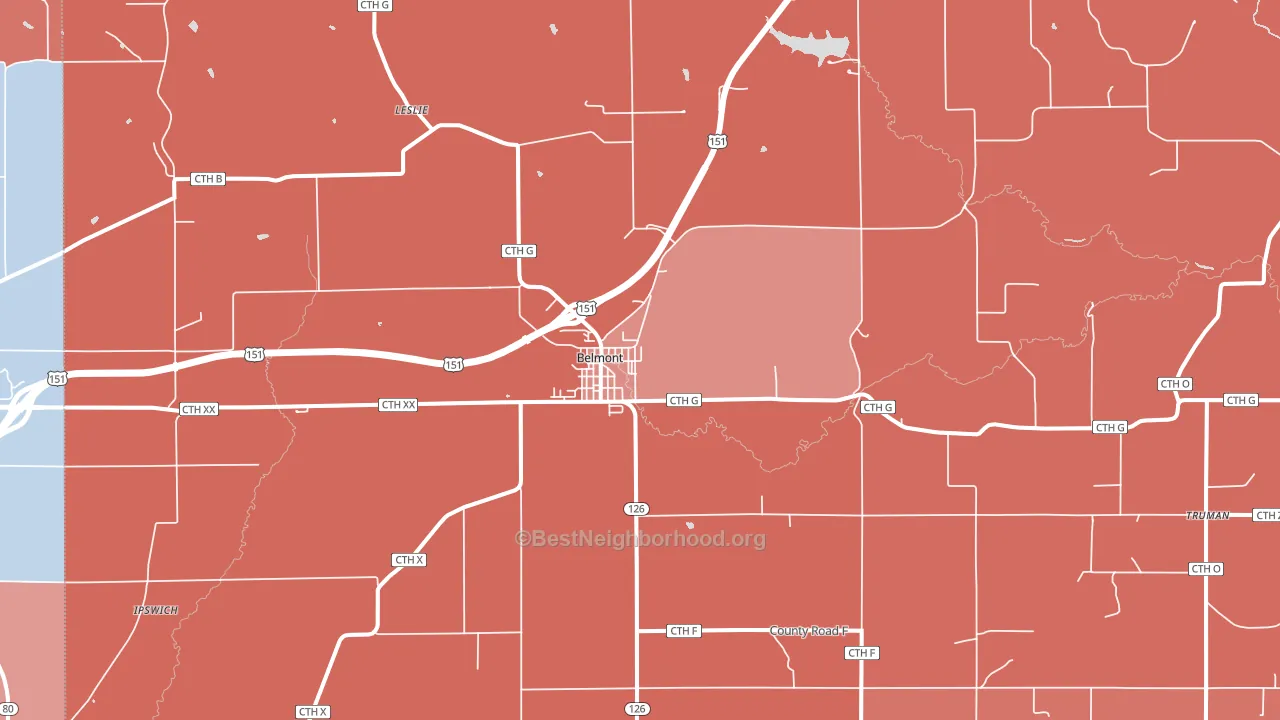 Belmont, WI block-group political-lean map