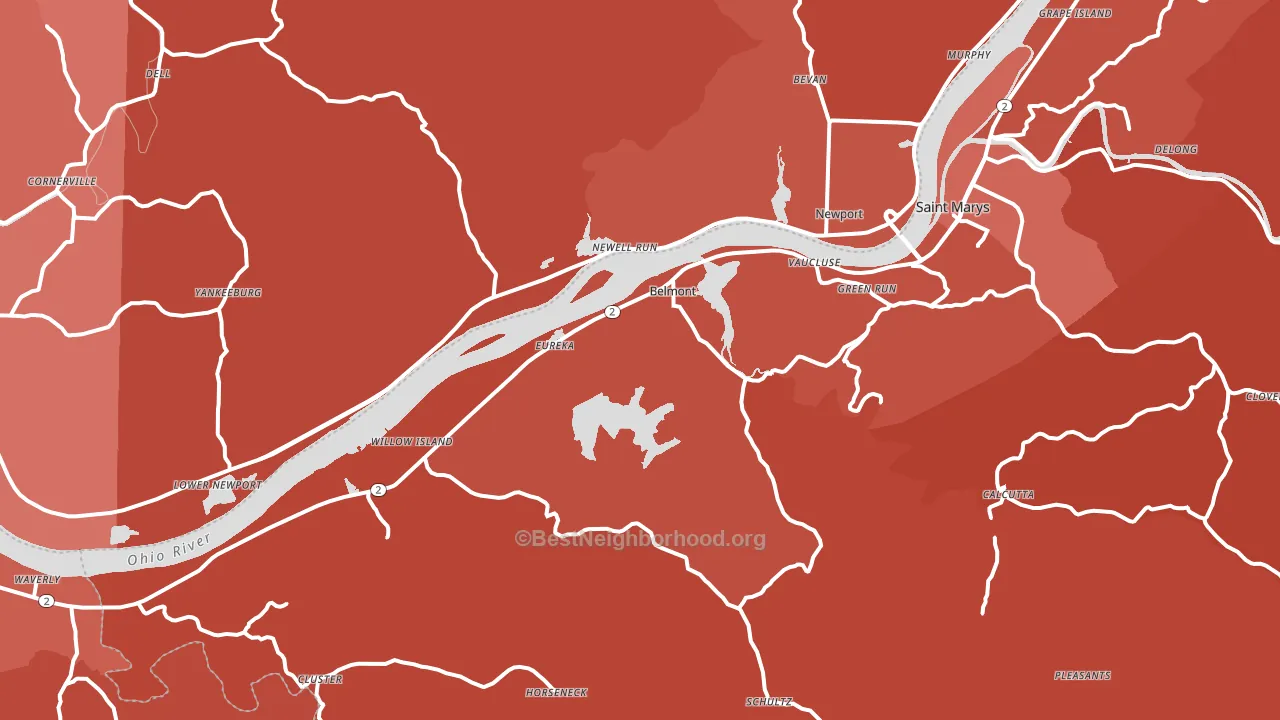 Belmont, WV block-group political-lean map