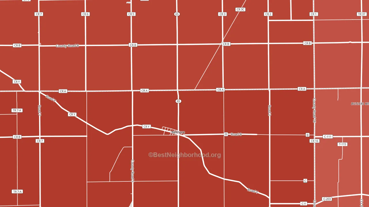 Belmore, OH block-group political-lean map