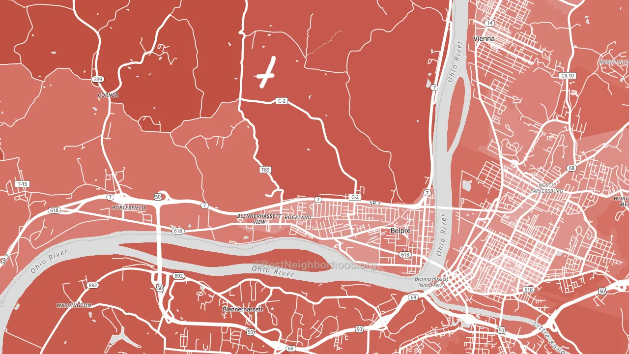 Belpre, OH block-group political-lean map