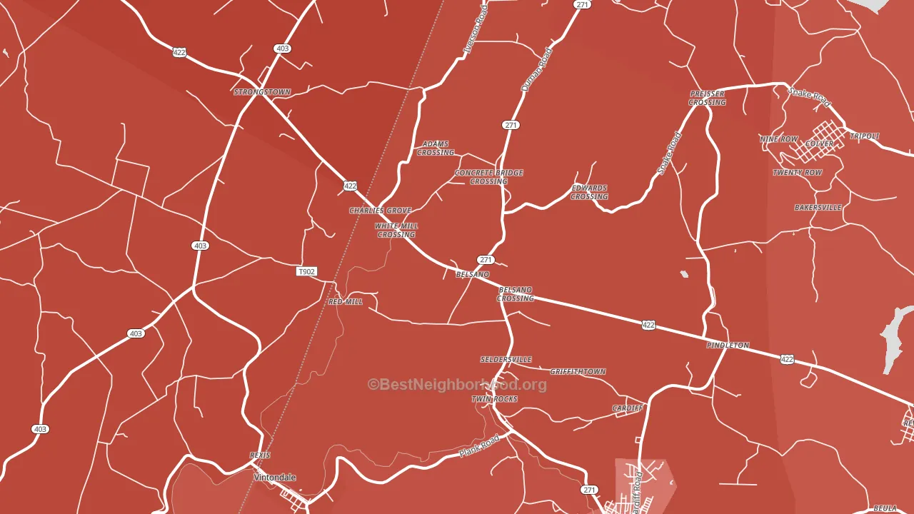 Belsano, PA block-group political-lean map