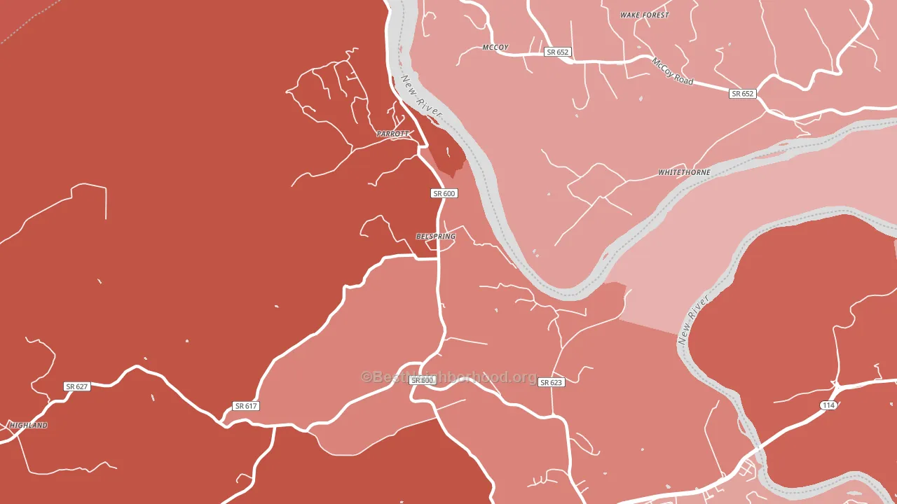 Belspring, VA block-group political-lean map