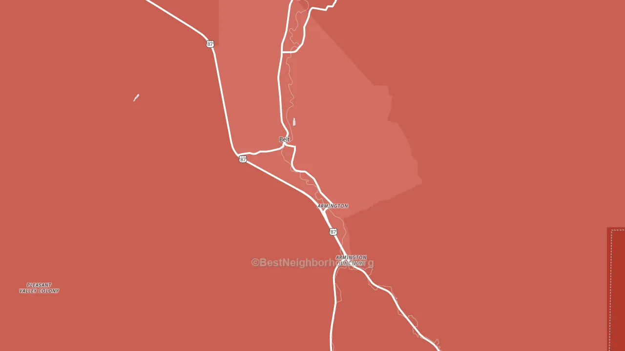 Belt, MT block-group political-lean map