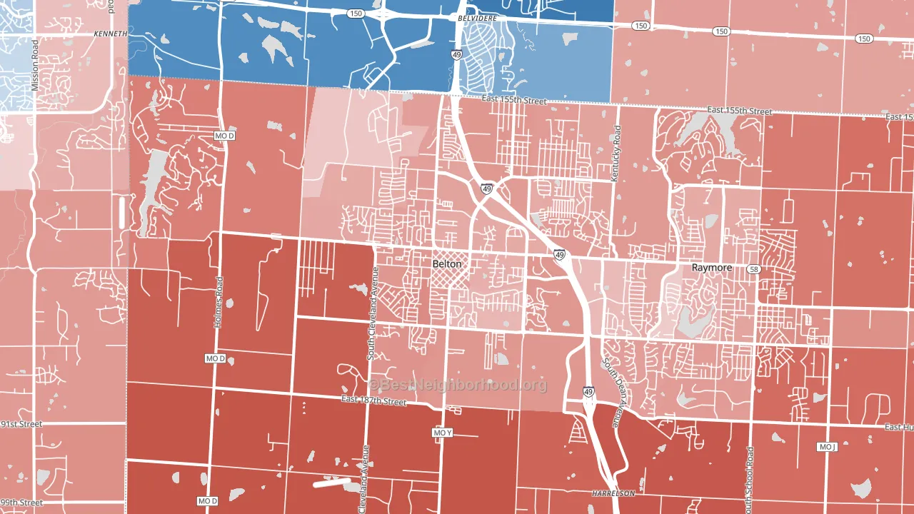 Belton, MO block-group political-lean map