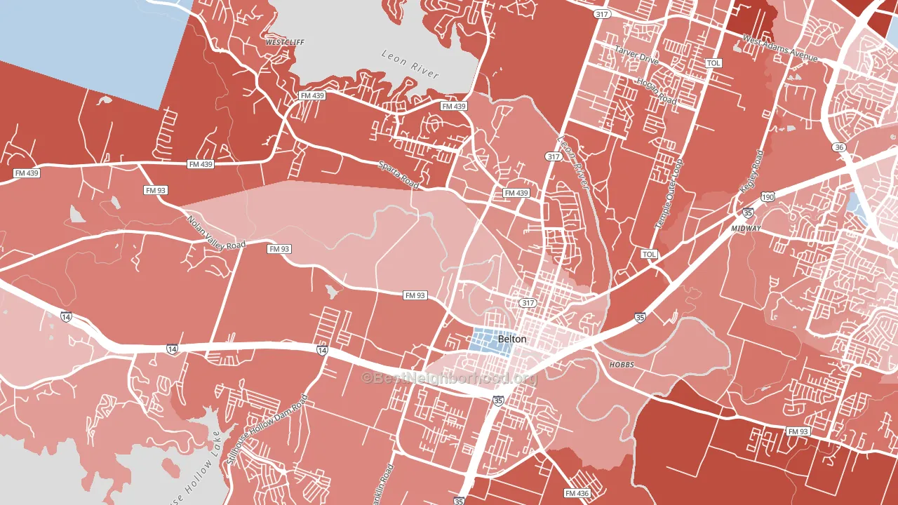 Belton, TX block-group political-lean map
