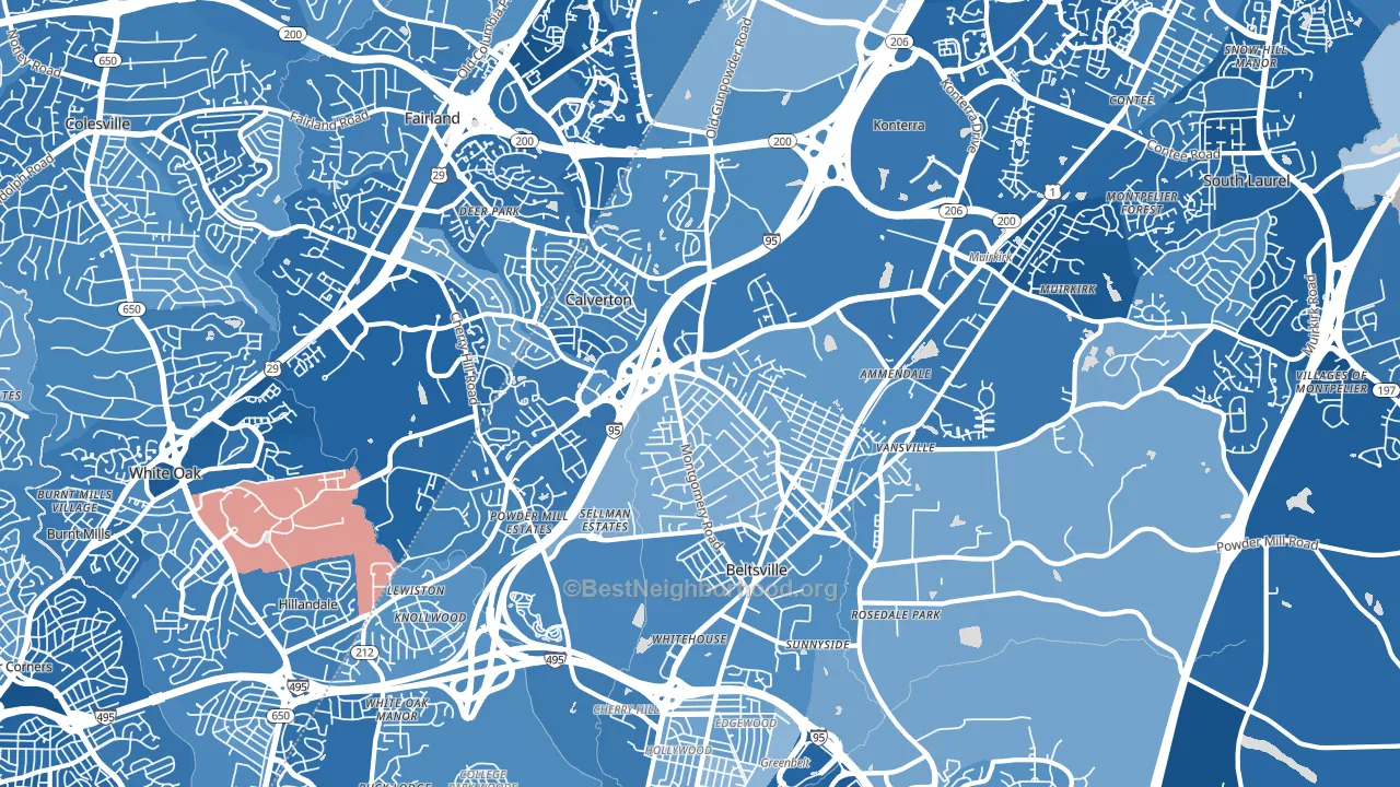 Beltsville, MD block-group political-lean map