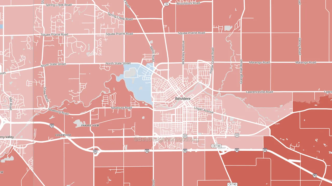 Belvidere, IL block-group political-lean map