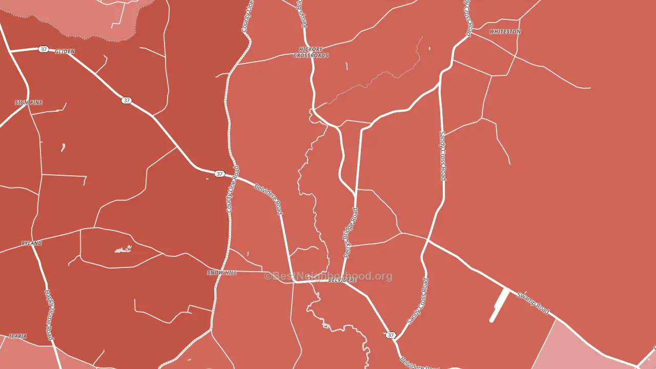 Belvidere, NC block-group political-lean map