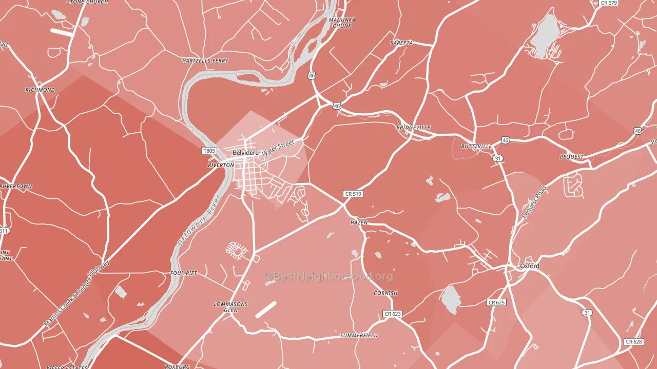 Belvidere, NJ block-group political-lean map