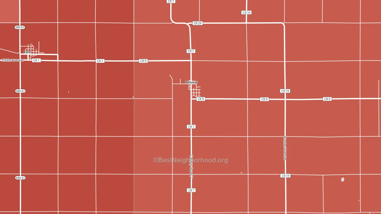 Belview, MN block-group political-lean map
