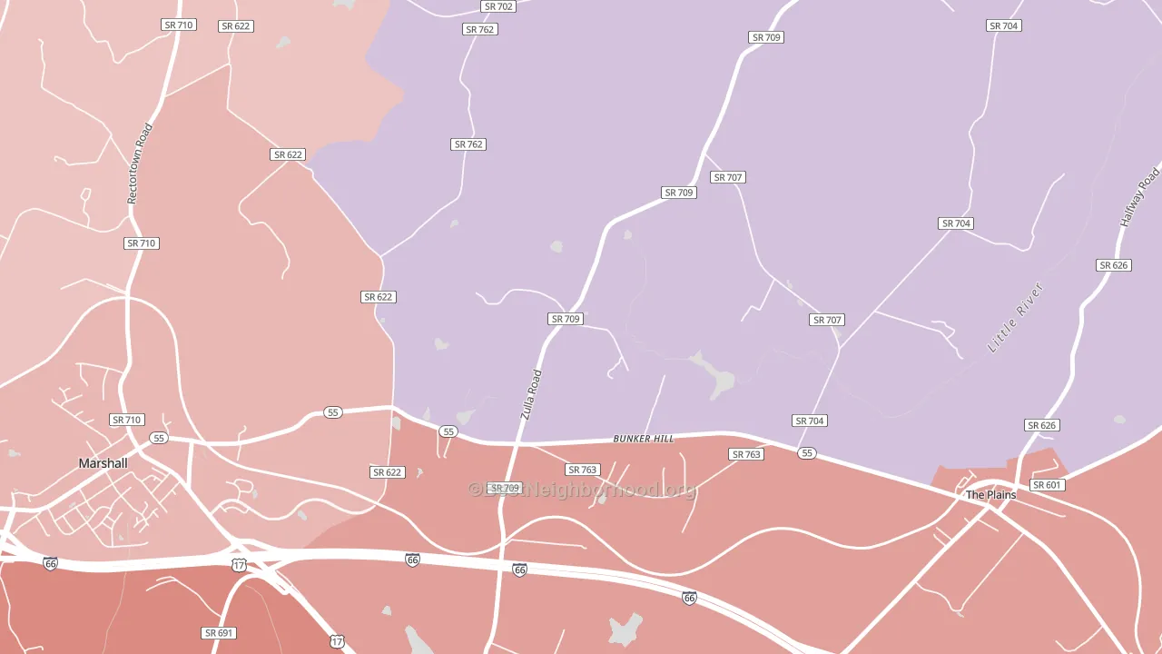 Belvoir, VA block-group political-lean map