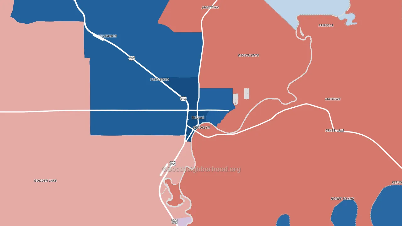 Belzoni, MS block-group political-lean map