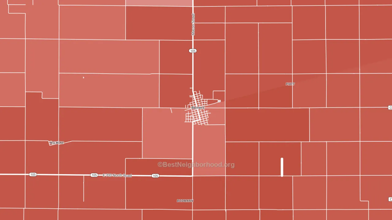 Bement, IL block-group political-lean map