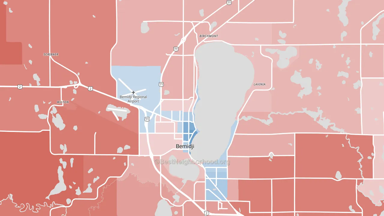 Bemidji, MN block-group political-lean map