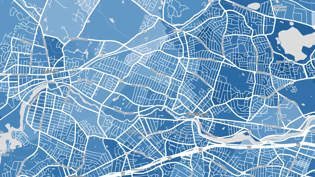 Bemis, Watertown Town, MA block-group political-lean map
