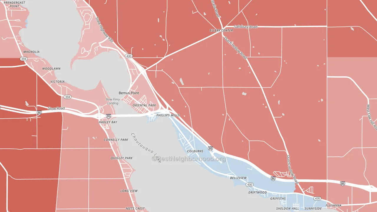 Bemus Point, NY block-group political-lean map