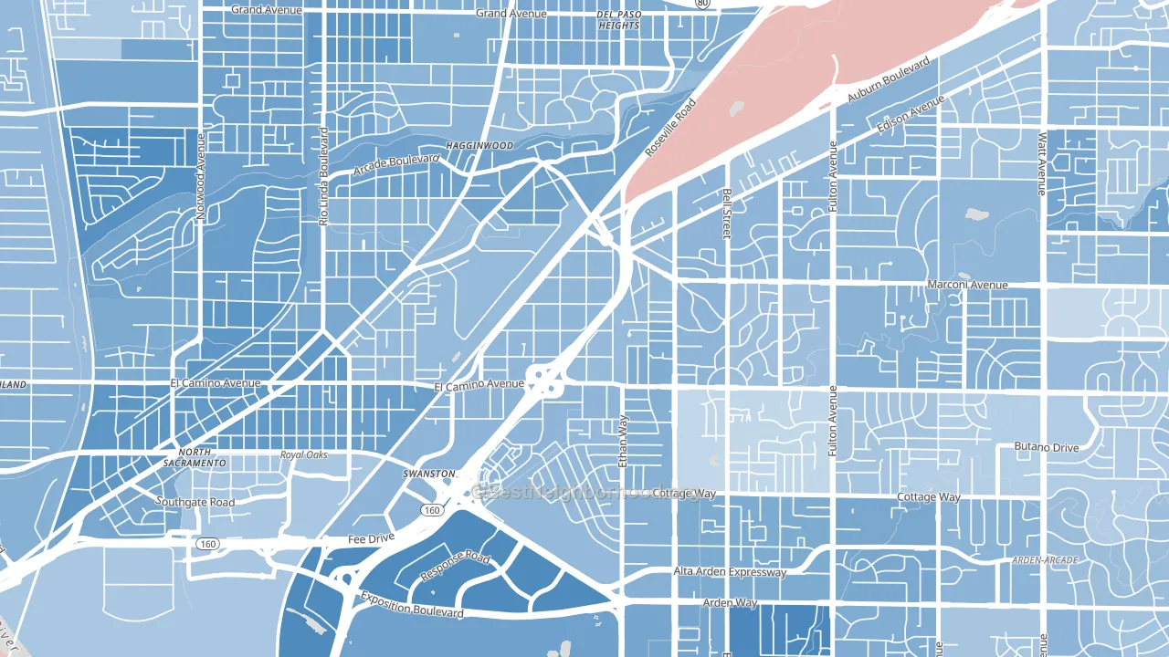 Ben Ali, Sacramento, CA block-group political-lean map