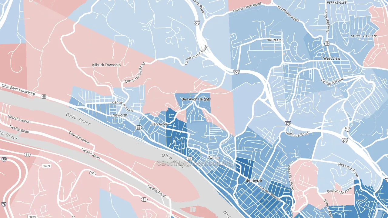 Ben Avon Heights, PA block-group political-lean map
