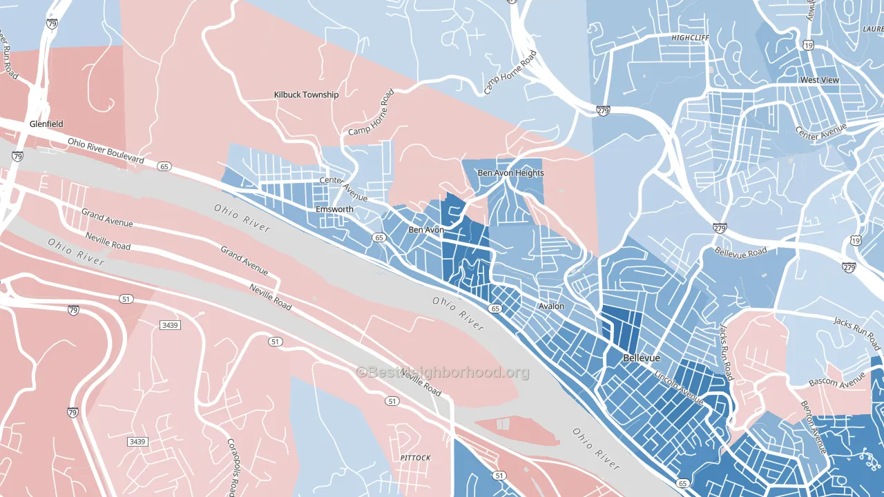 Ben Avon, PA block-group political-lean map