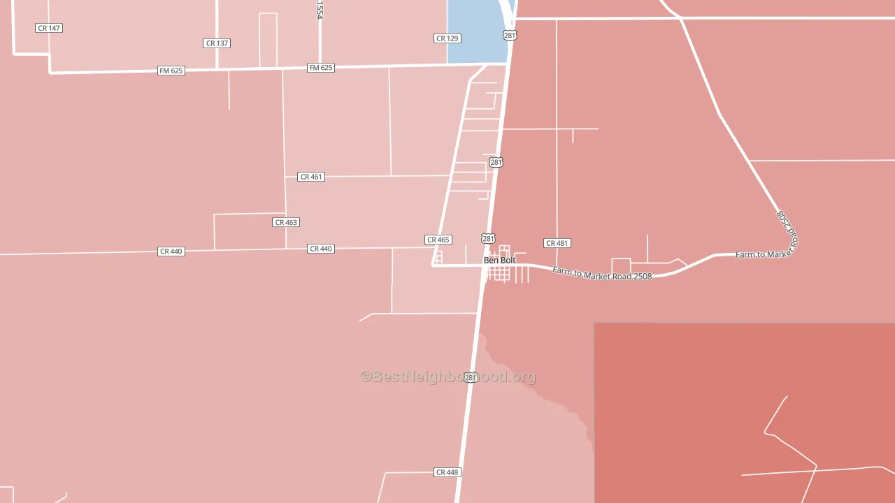 Ben Bolt, TX block-group political-lean map