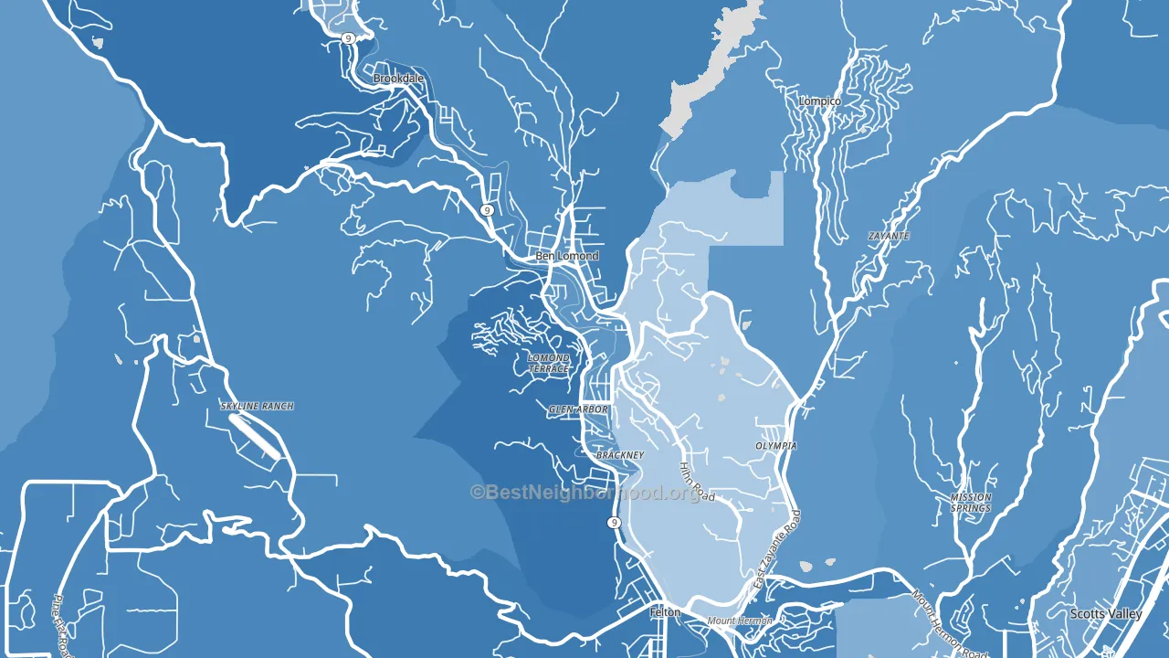 Ben Lomond, CA block-group political-lean map