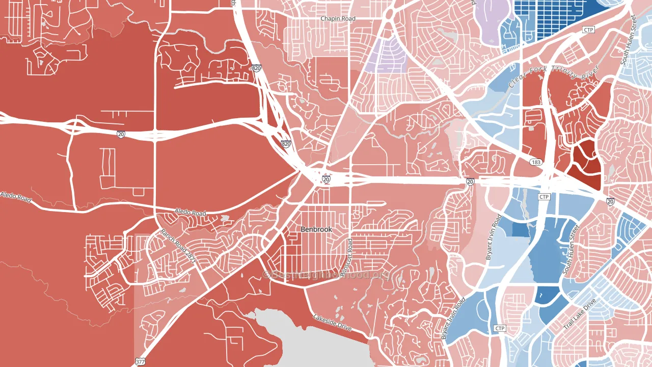 Benbrook, TX block-group political-lean map