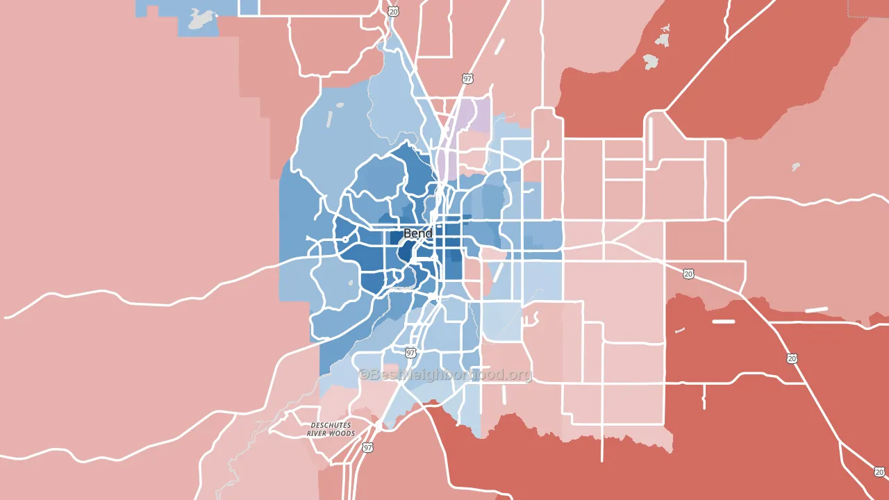 Bend, OR block-group political-lean map