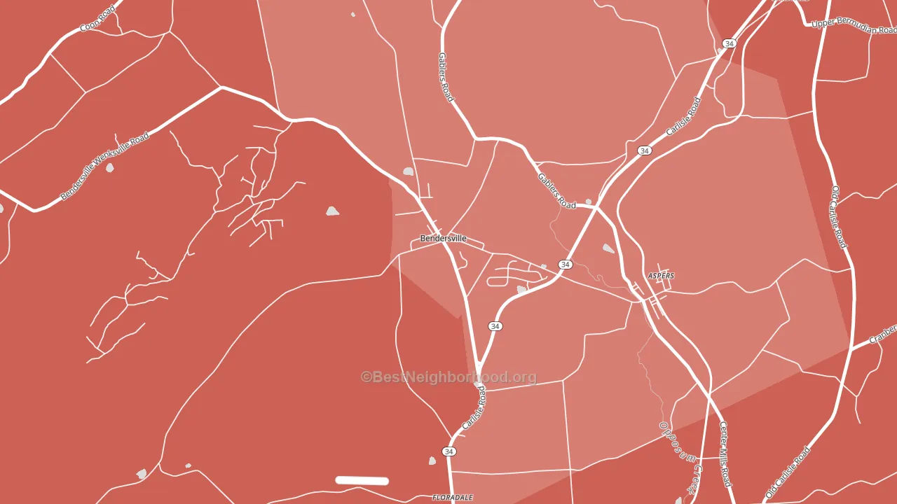 Bendersville, PA block-group political-lean map