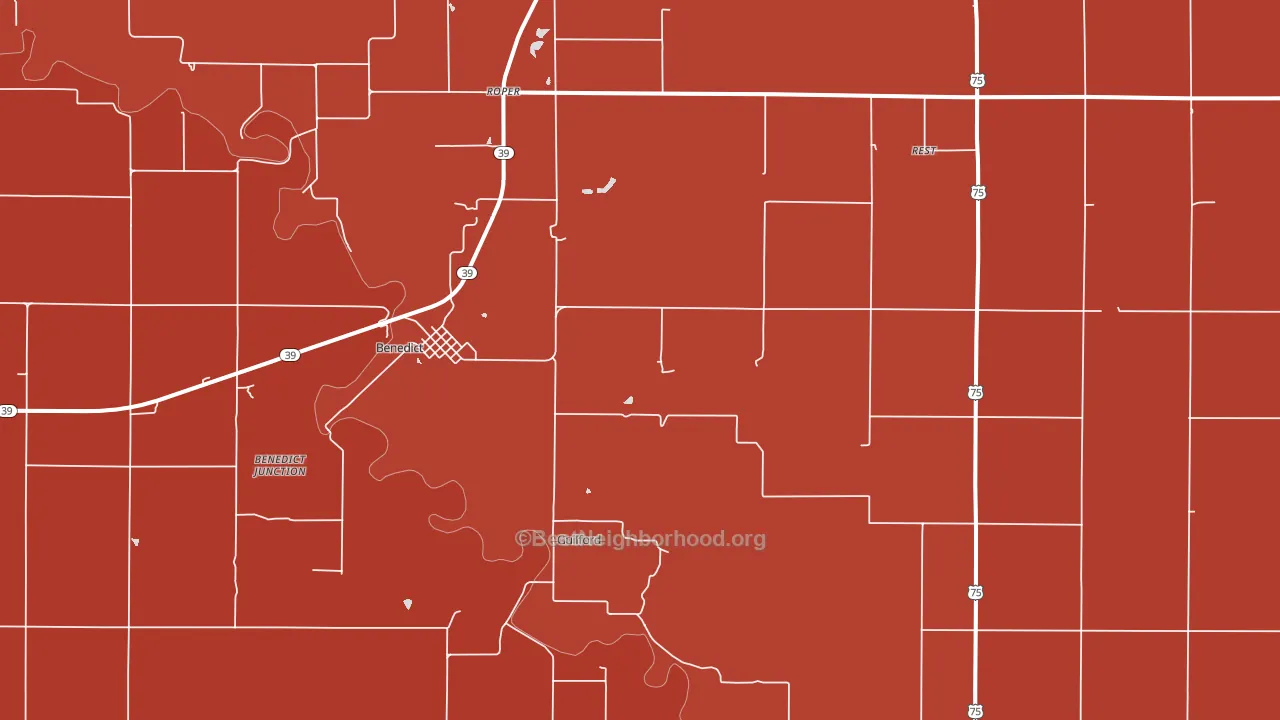 Benedict, KS block-group political-lean map