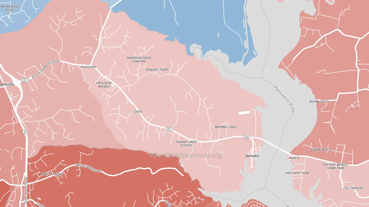 Benedict, MD block-group political-lean map