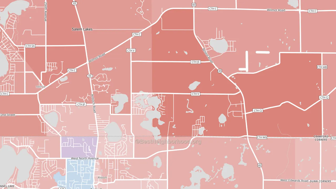 Benet Lake, WI block-group political-lean map