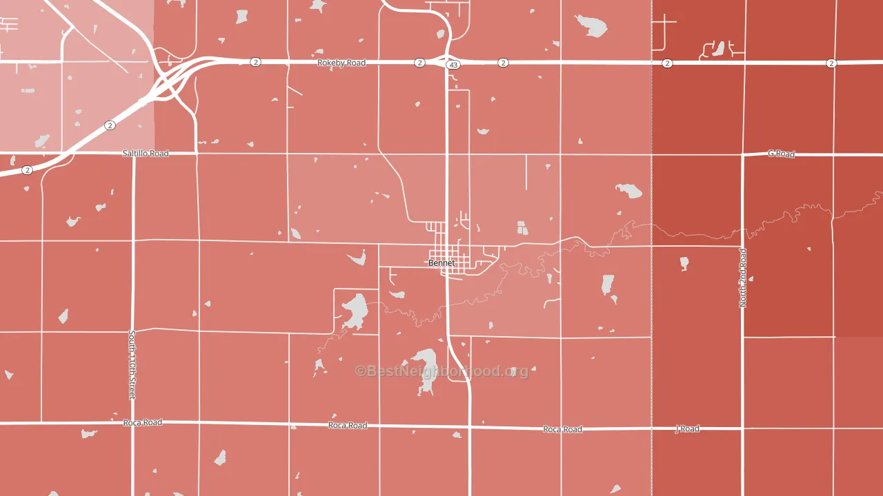 Bennet, NE block-group political-lean map